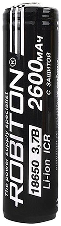 Аккумулятор ROBITON 18650, Li-Ion 2600mAh 3.7A (встроенная защита)